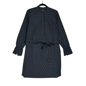 NEW Ann Taylor Eyelet Button Front Belted Dress Sz M Black